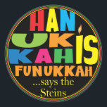 Chanukah/Hanoukka Stickers "HanukkahFunukka" Tour<br><div class="desc">Chanukah/Hanoukka Stickers "Hanoukka Is Funukkah" Tour. Amusez-vous à utiliser ces autocollants comme toppers de gâteau, étiquettes cadeaux, fermeture de sacs de faveur, ou tout ce qui touche vos festivités! Personnaliser en supprimant "... dit the Steins" et en ajoutant vos propres mots, en utilisant votre style de police préféré, taille et...</div>