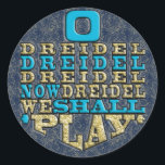 Chanukah "O Dreidel Dreidel..." Stickers Round<br><div class="desc">Chanukah/Hanoukka "O Dreidel Dreidel Dreidel Now Dreidel We Shall Play"/Or, Bleu" Stickers Round. Amusez-vous à utiliser ces autocollants comme garnitures de gâteau, préférez les fermetures de sacs, ou n'importe quel rocher vos festivités! L'arrière - plan peut être changé en choisissant parmi une grande sélection de couleurs. La couche de Parties...</div>