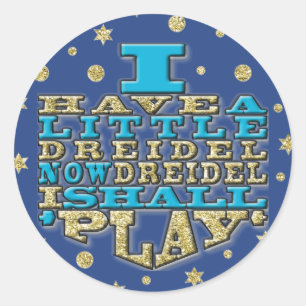 Chanukah Stickers "Dreidel Play/Gold, Blue" rond