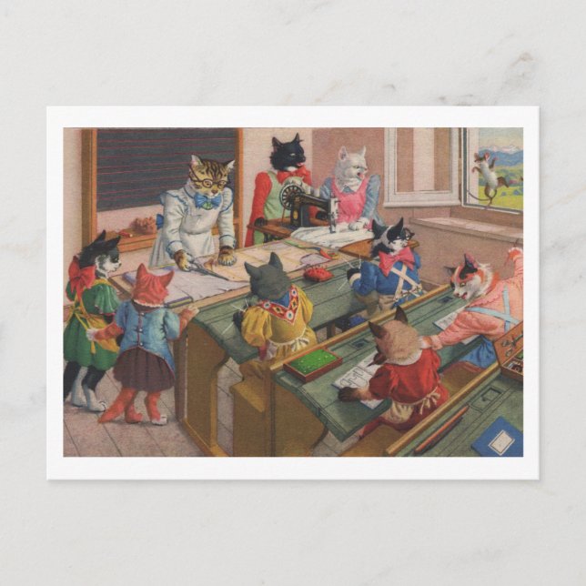 Chaotique Chats, Cours De Couture, Carte Postale R (Devant)