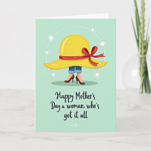 Chapeau carte de fête des mères ensoleillée