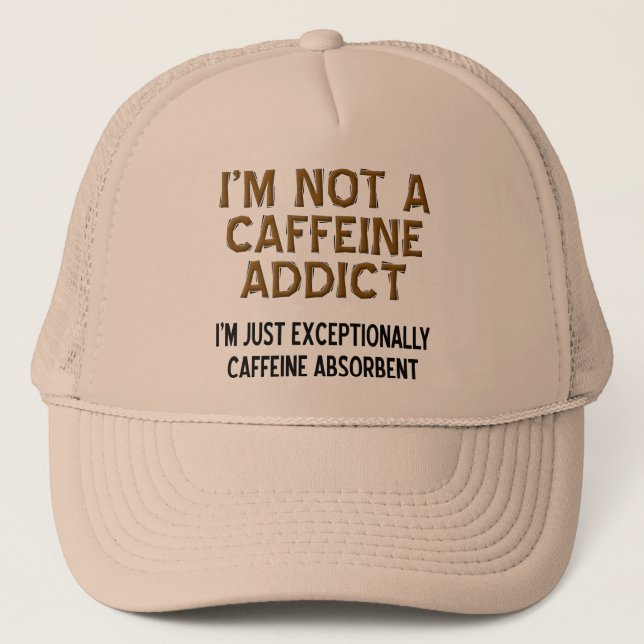 Chapeau casquette drôle absorbant la caféine (Devant)