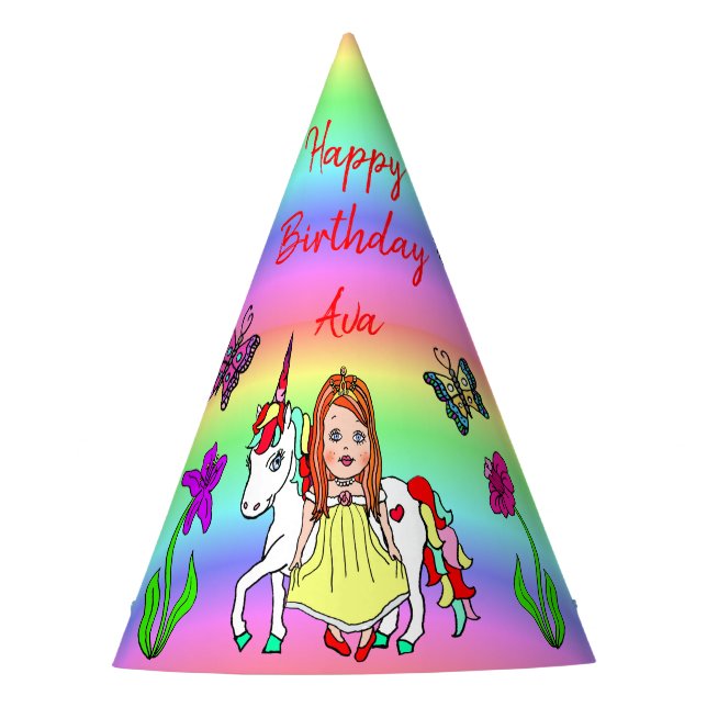 Chapeau d'anniversaire de fée aux cheveux roux et  (Devant)