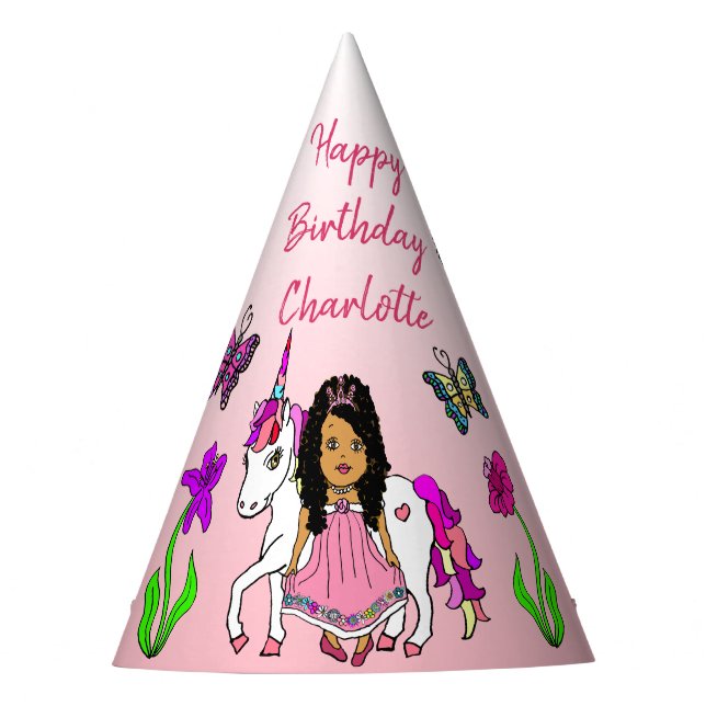 Chapeau d'anniversaire de fée ethnique et licorne (Devant)