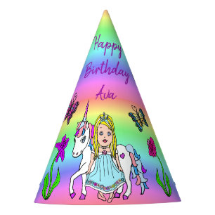 Chapeau d'anniversaire Fée blonde et Licorne