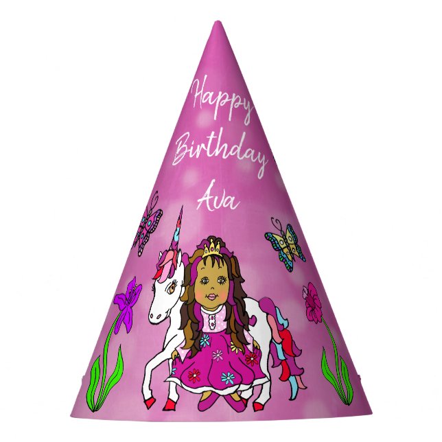 Chapeau d'anniversaire Fée et Licorne (Devant)