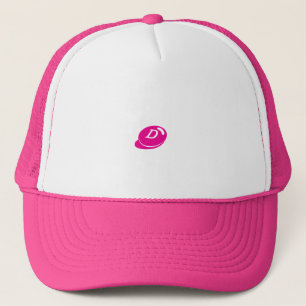 Chapeau de camion "D" - Casquette rose et blanc ch