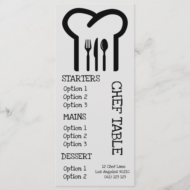 Chapeau de chef moderne tendance menu de restauran (Devant)