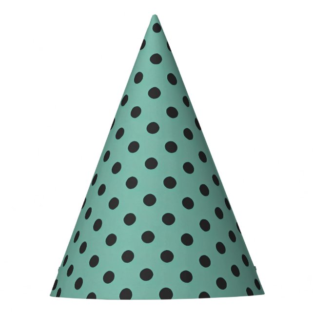 Chapeau de fête à pois noir et sarcelle (Devant)