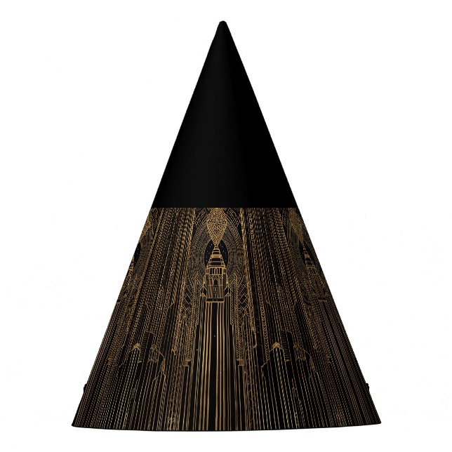 Chapeau de fête Art Déco noir et or (Devant)