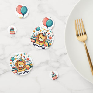 Chapeau de fête avec confettis de lion mignon joye