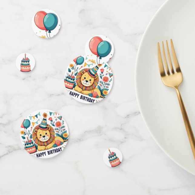 Chapeau de fête avec confettis de lion mignon joye (Groupe)