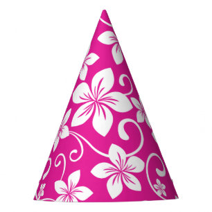 CHAPEAU DE FÊTE BLEU HAWAI (ROSE CHAUD)