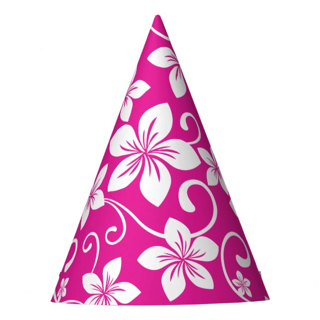CHAPEAU DE FÊTE BLEU HAWAI (ROSE CHAUD) (Devant)