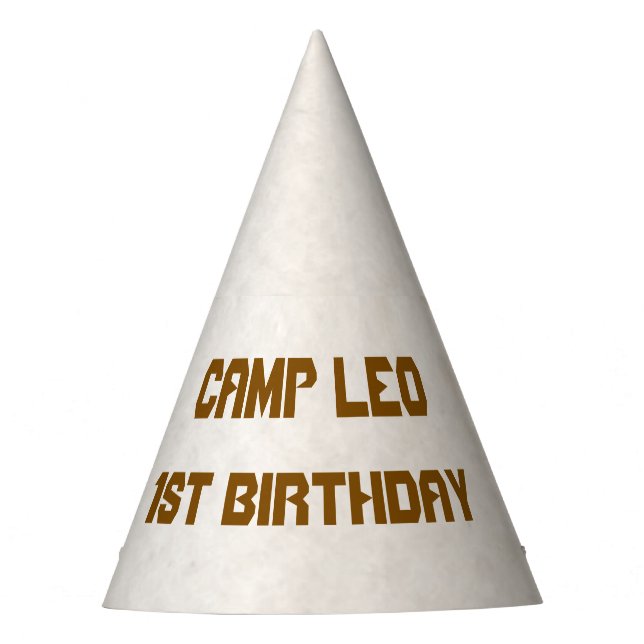 Chapeau de fête cônique thème camp 1er anniversair (Devant)