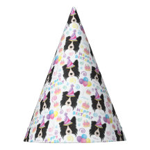 Chapeau de fête d'anniversaire Border Collie Blanc