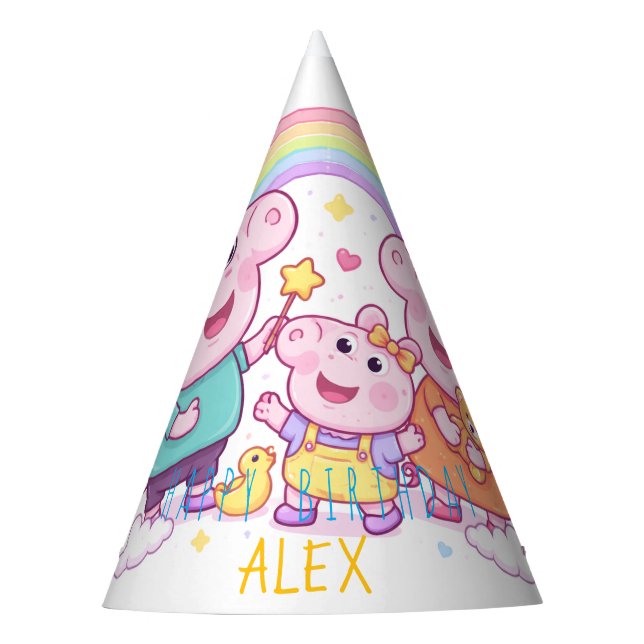 Chapeau de fête d'anniversaire Cochon | Chapeau pe (Devant)