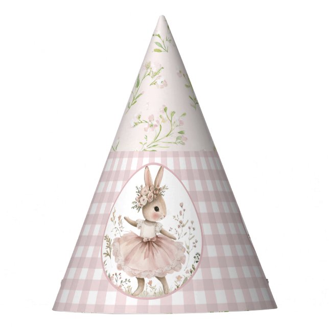 Chapeau de fête d'anniversaire de lapin, floral à  (Devant)