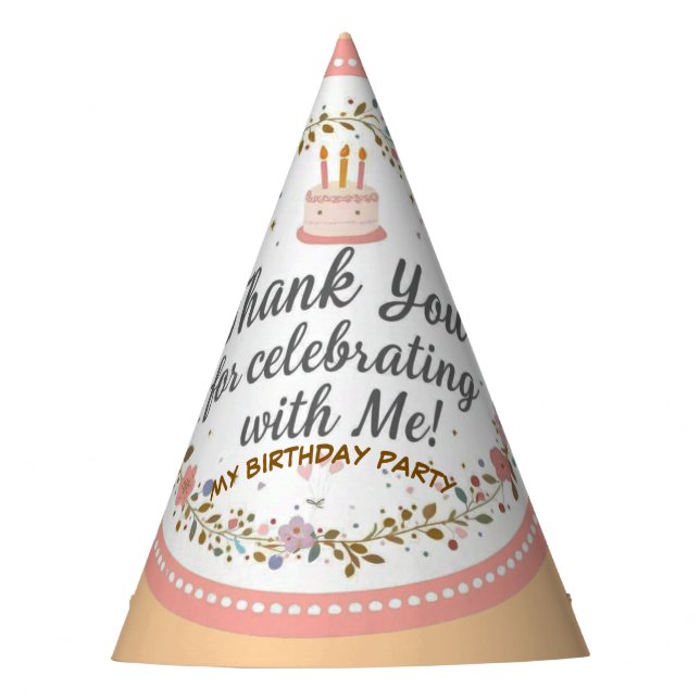 Chapeau de fête d'anniversaire floral Boho Merci (Devant)