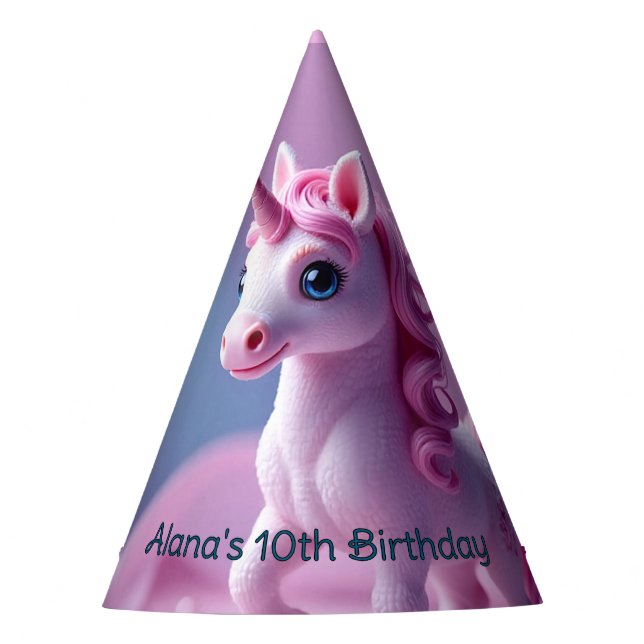Chapeau de fête d'anniversaire Licorne Rose Poney (Devant)
