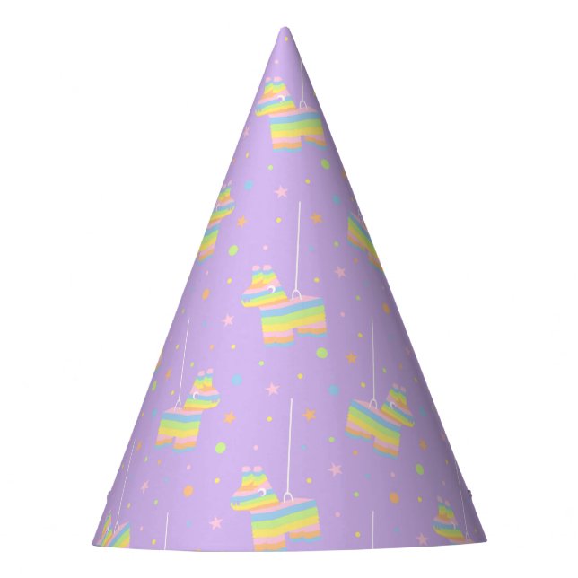 Chapeau de fête d'anniversaire violet Pastel Piñat (Devant)