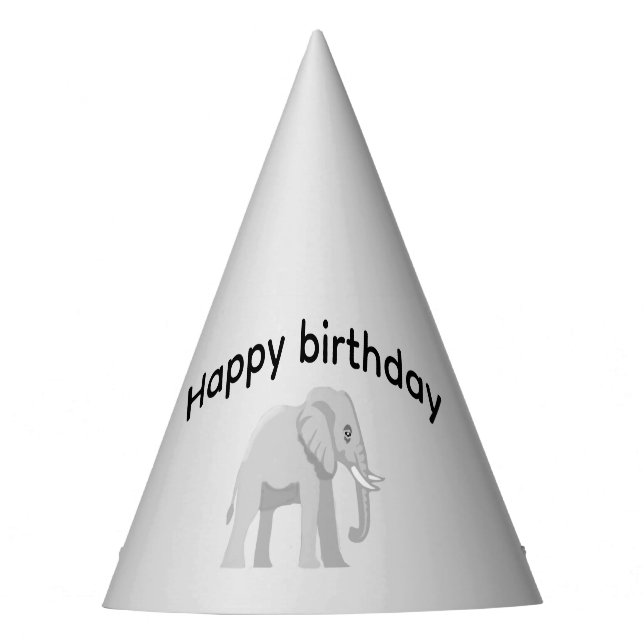 Chapeau de fête Éléphant Gris – Personnalisé (Devant)