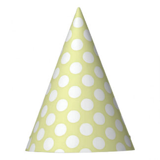 Chapeau de fête pois blanc et jaune clair