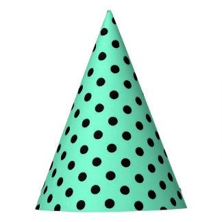 Chapeau de fête pois noirs vert de mer