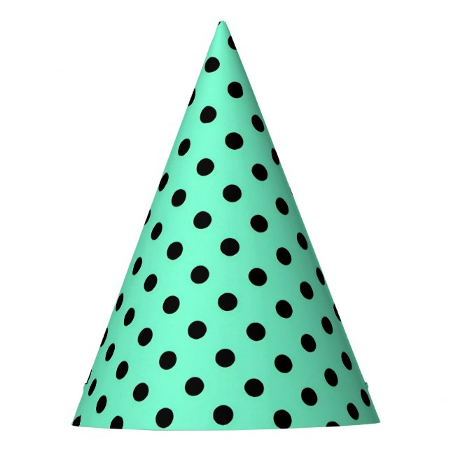 Chapeau de fête pois noirs vert de mer (Devant)