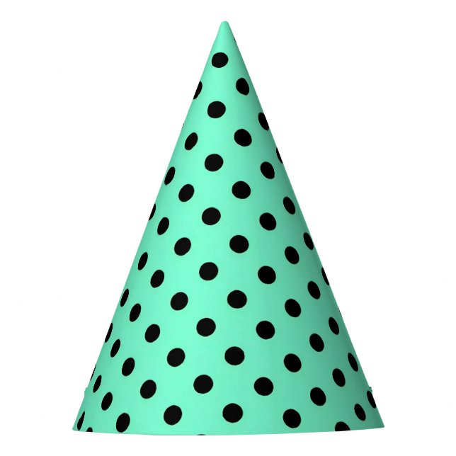 Chapeau de fête pois noirs vert de mer (Devant)