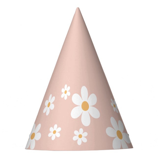 Chapeau de fête rose rétro daisy boho (Devant)
