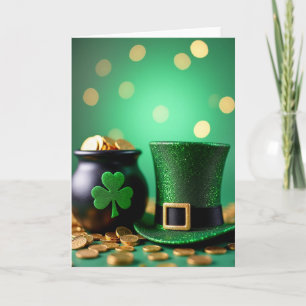 Chapeau de Leprechaun Chanceux Cartes en Or