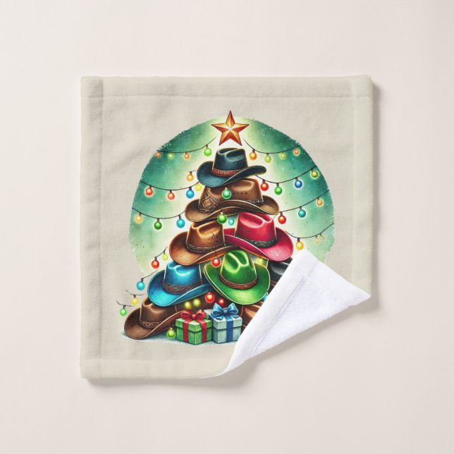 Chapeau de Noël occidental festif arbre  (Gant de toilette)