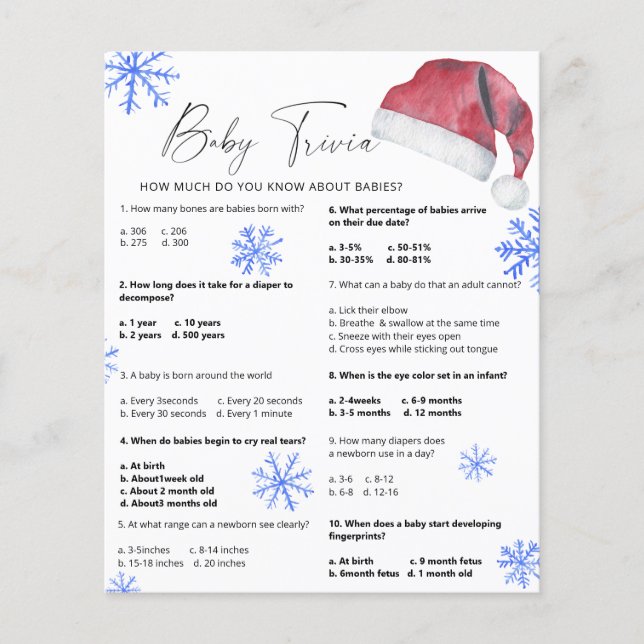 Chapeau de Père Noël - Bébé Quiz (Devant)
