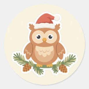 Chapeau de Père Noël de hibou mignon Autocollant d