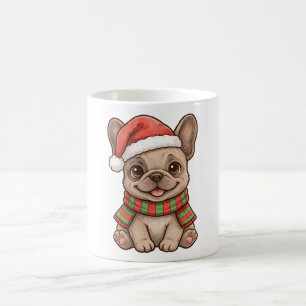 Chapeau de Père Noël Frenchie Écharpe de Noël Mug