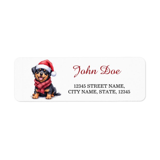 Chapeau de Rottweiler Santa Étiquette d'adresse de (Devant)