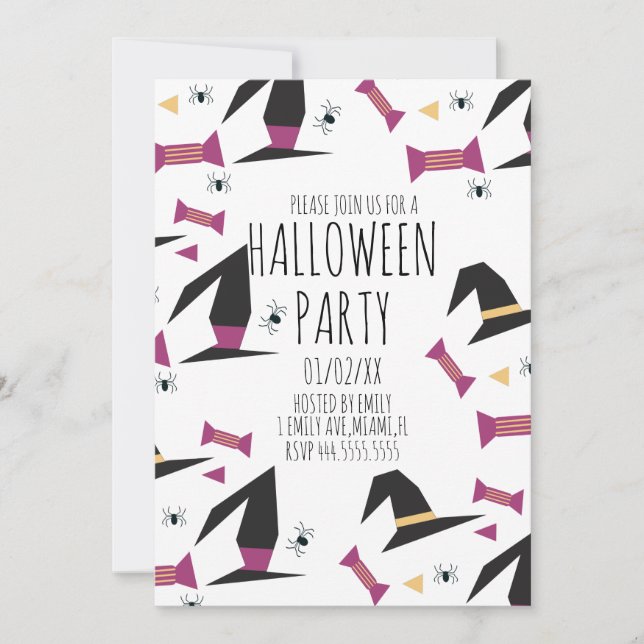 Chapeau de sorcière araignée pour fête d'Halloween (Devant)