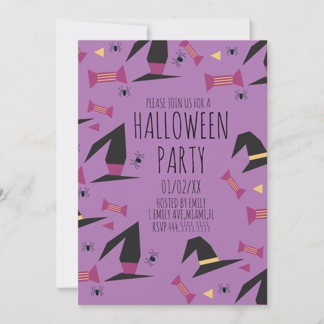 Chapeau de sorcière araignée pour fête d'Halloween (Devant)