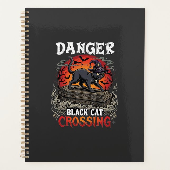 Chapeau de sorcière de Halloween Danger Black Cat  (Devant)