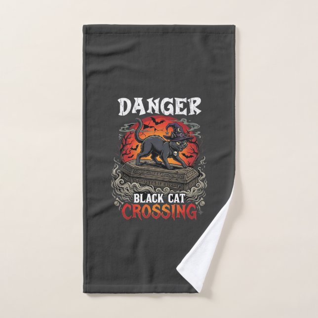 Chapeau de sorcière de Halloween Danger Black Cat  (Serviette à main)