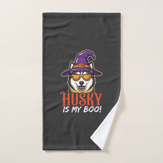 Chapeau De Sorcière De Mon Boo Husky D'Halloween (Serviette à main)