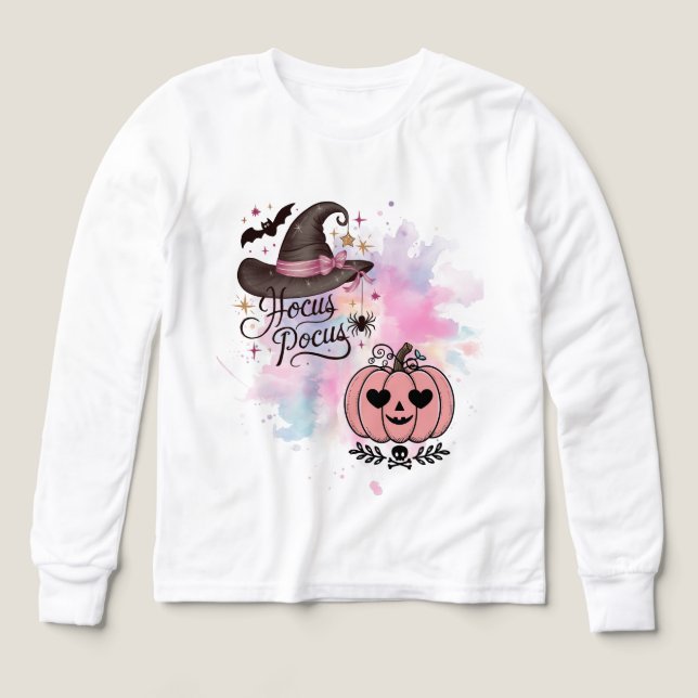 Chapeau de sorcière Hocus Pocus et citrouille rose (Motif recto)