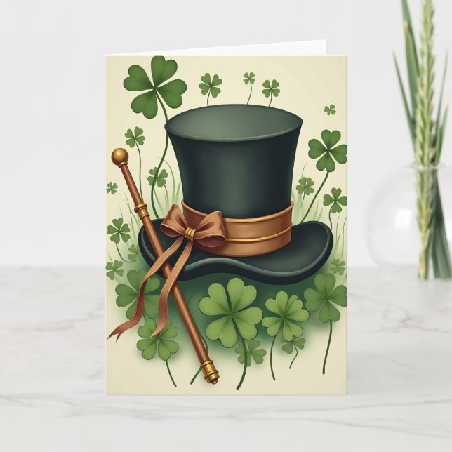 Chapeau vert chanceux Charme irlandais Carte (Devant)