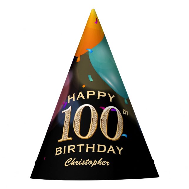 Chapeaux De Fètes 100e fête d'anniversaire Casquette de la fête Blac (Devant)