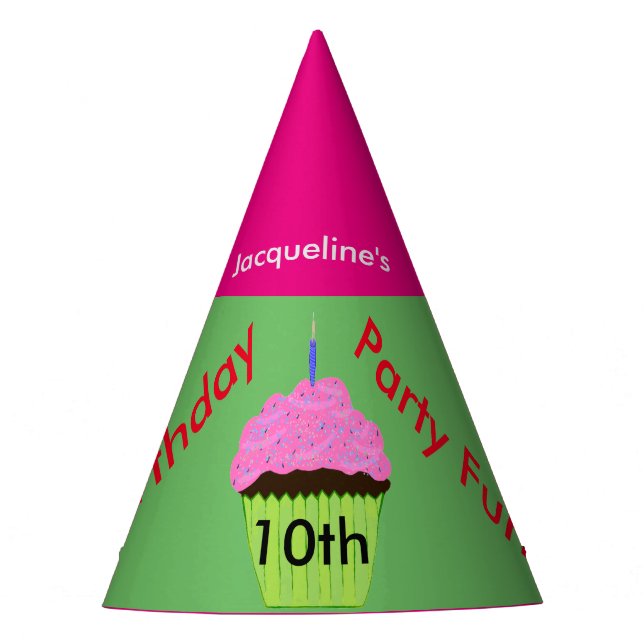 Chapeaux De Fètes 10e anniversaire Cupcake Ballons Casquettes person (Devant)