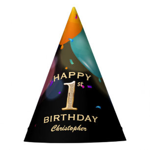 Chapeaux De Fètes 1ère fête d'anniversaire Casquette Black and Gold
