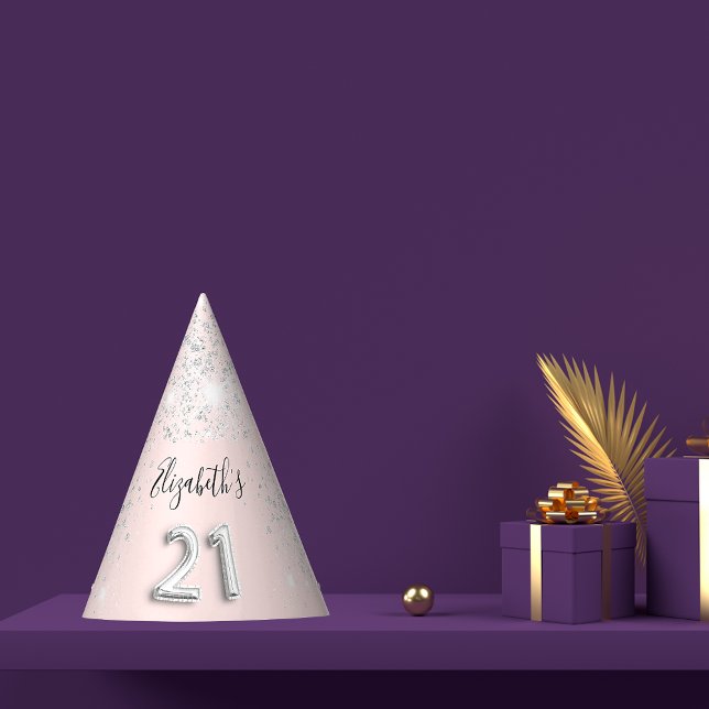 Chapeaux De Fètes 21e anniversaire blush rose parties scintillant no (Créateur téléchargé)