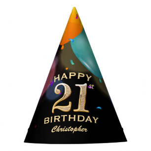 Chapeaux De Fètes 21e fête d'anniversaire Casquette Black and Gold