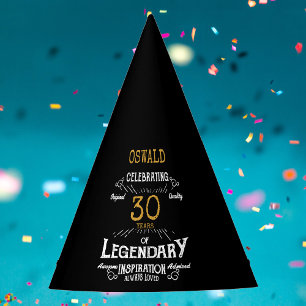 Chapeaux De Fètes 30e anniversaire Légendaire Black Gold Retro